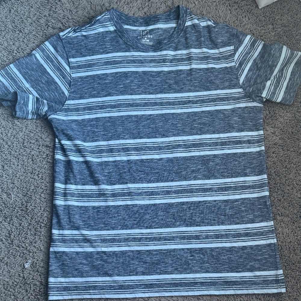 George Blue and White Striped Short Sleeve Tee